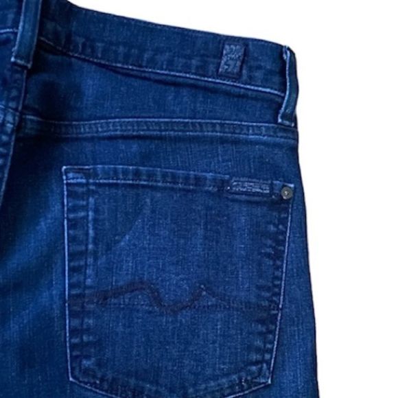 7 For All Mankind Dark Blue Straight Leg Jeans - Picture 4 of 9